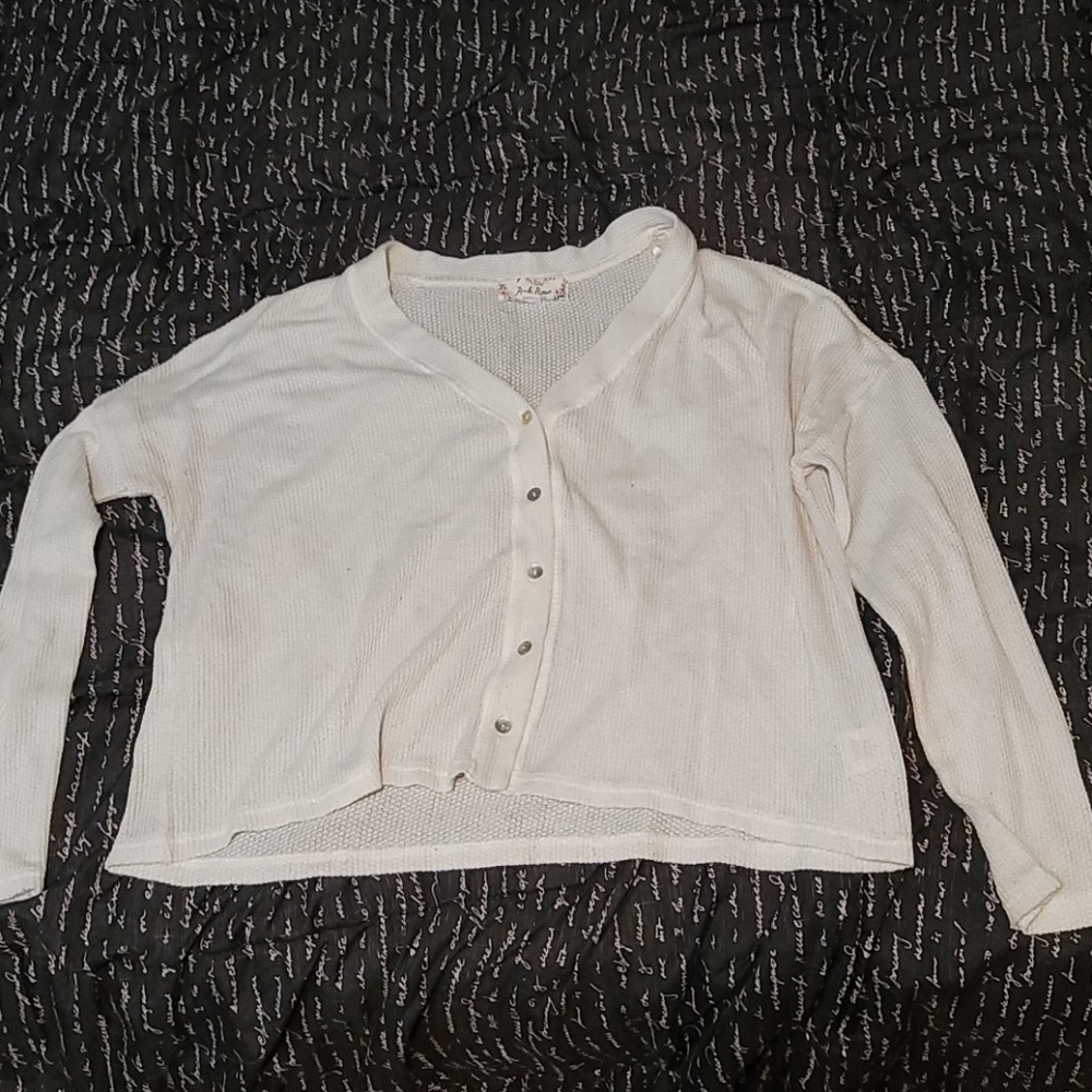 White cardigan sweater